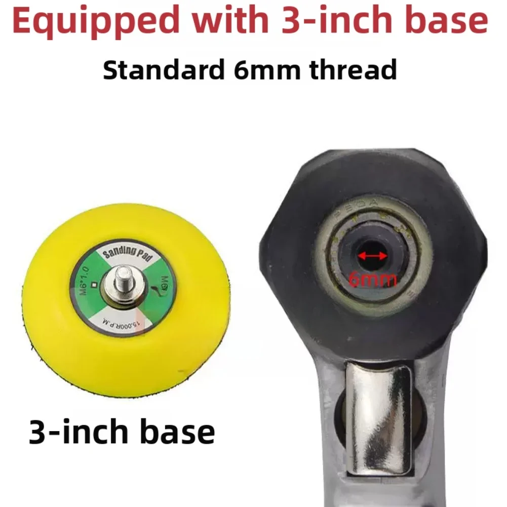 3 Inch Pneumatic Air Sander Polishing Machine Metal Silver Yellow For Woodworking Auto Body For Surface Finishing Lightweight 20