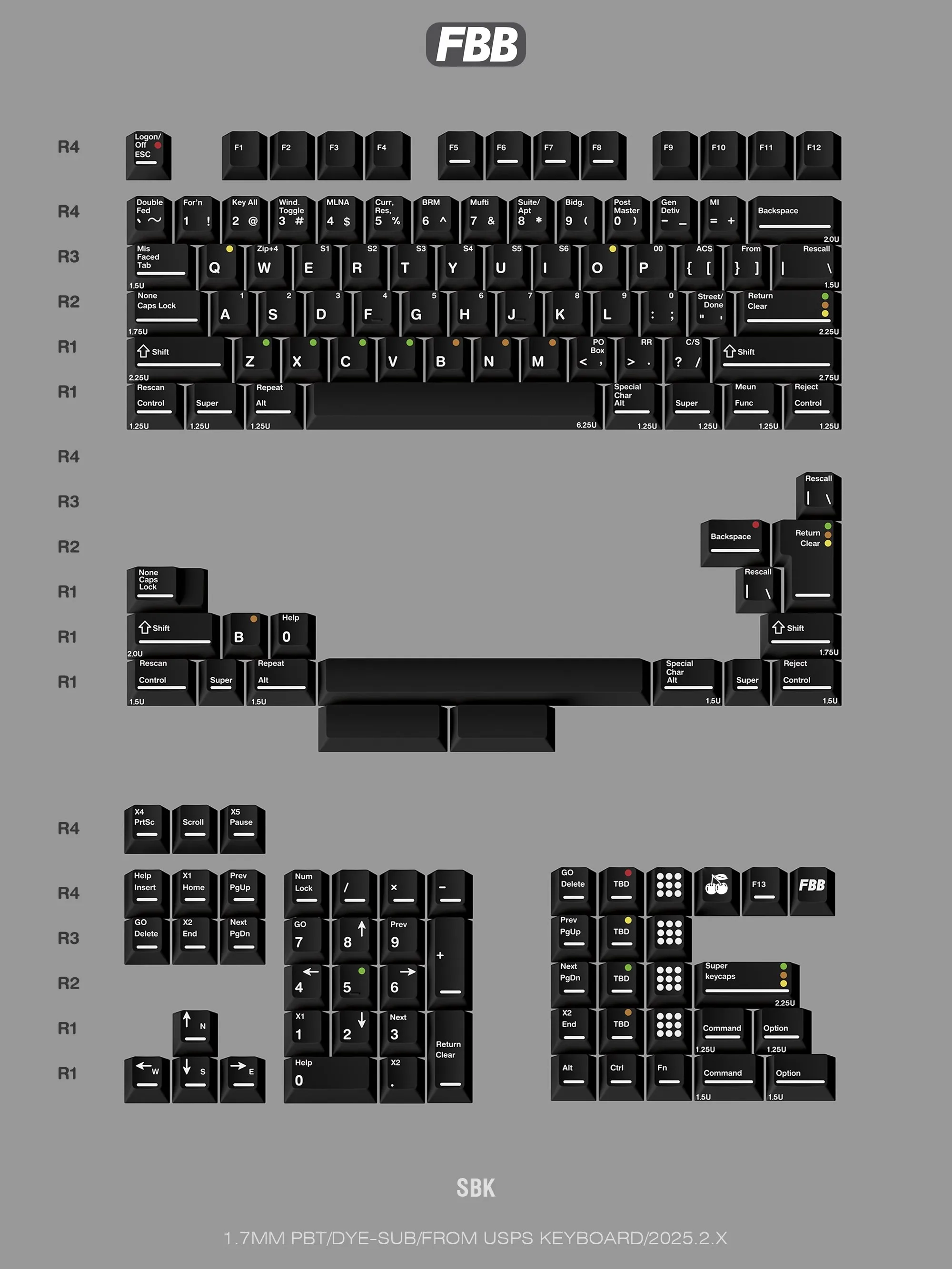 FBB 키캡 SBK 울트라 블랙 PBT 승화 SWK 울트라 화이트 1.7mm 맞춤형 기계식 키보드 마그네틱 스위치