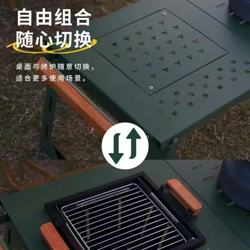 PPortable Folding Iron‑Mesh Tactical Table Multifunctional Outdoor Desk for Camping Picnic BBQ Hiking Travel Activities