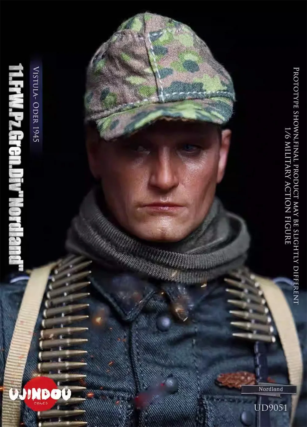 1/6 In Voorraad UJINDOU Mannelijke Pop Soldaat Head Sculpt Carving met Hals Connector Holle Schoen Luger Speelgoed Model Voor 12 "BD001 UD9051