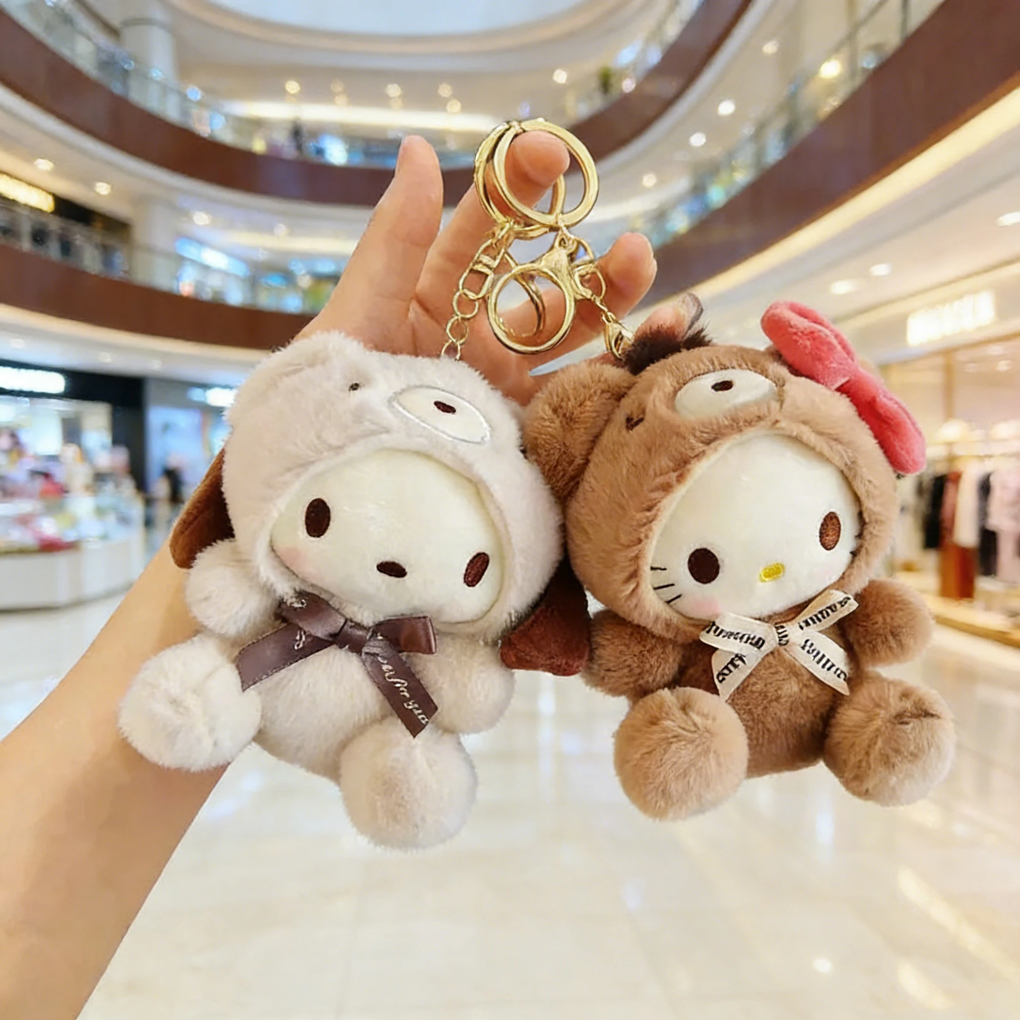 Sanrio 12CM מחזיק מפתחות קטיפה חמוד לילדים תליון הלו קיטי קורומי מחזיק מפתחות מצויר תרמיל קישוט מתנות לילדים צעצוע