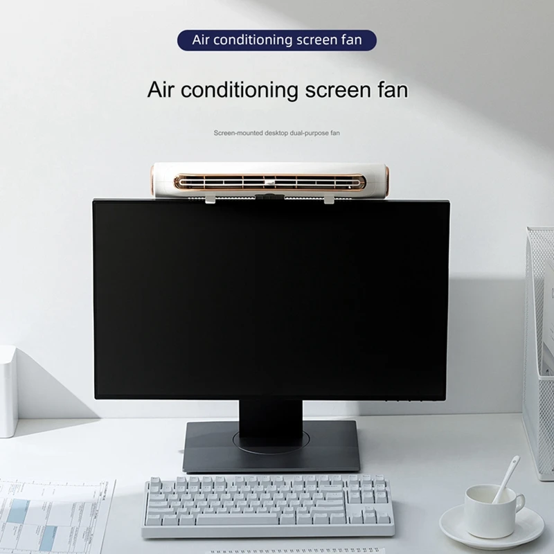 

AB42-Bladeless Monitor Screen Fan Air Cooler USB Rechargeable Portable Fans