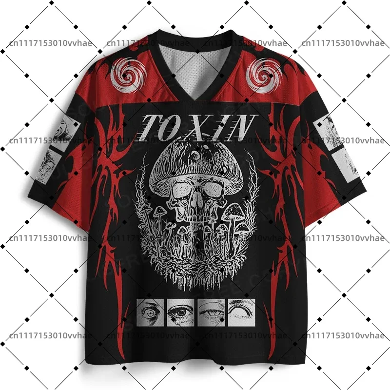 Soulisfree Organic System Body Shaping Mesh Jersey Design Digital V-Neck T-Shirt Comfortable Sports Short Sleeve