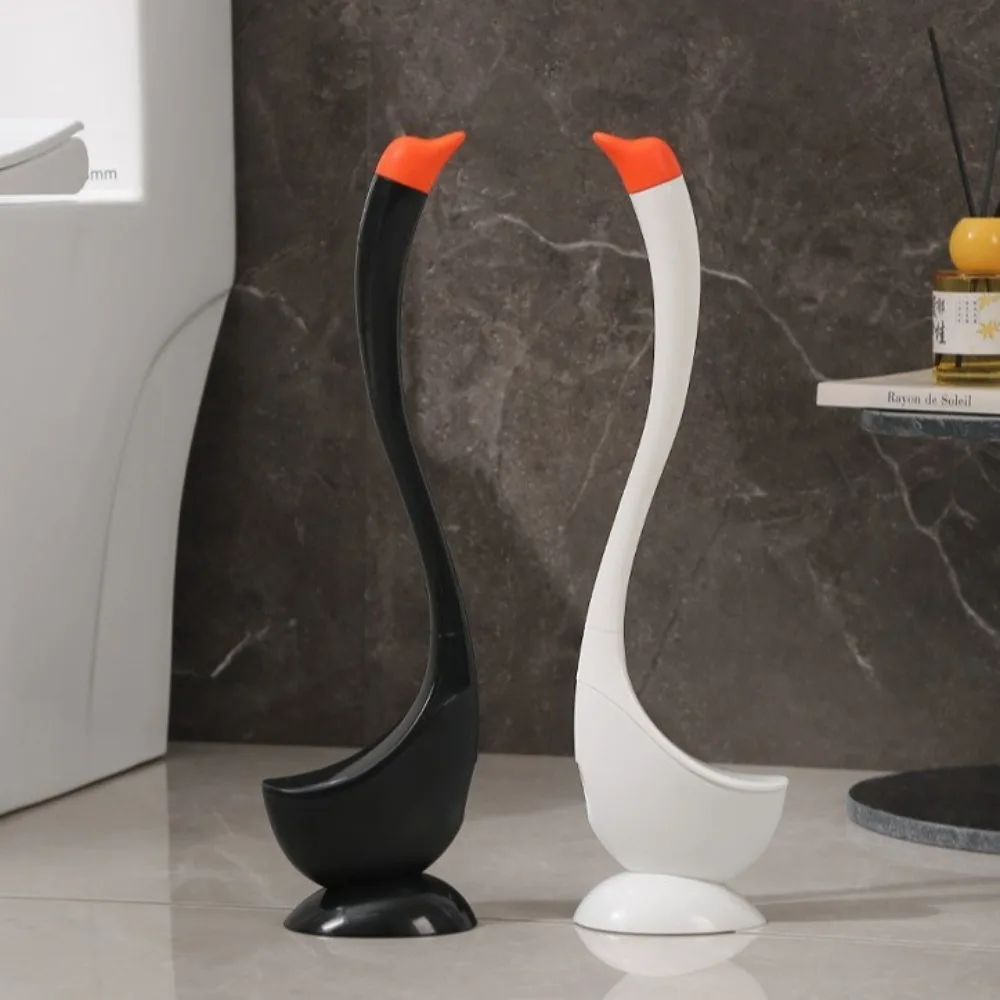 

Swan Shape Long Handle Toilet Brush Cartoon Plastic Toilet Brush Holder Dense Bristle Head Household Toilet Plunger Home Use