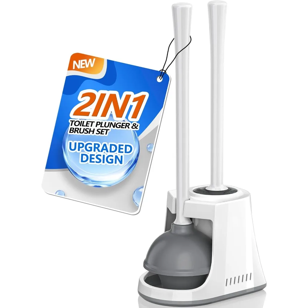 

Плунжер для унитаза и щетка с держателем, щеткой для чаши и сверхмощным набором плунжеров для унитаза с вентилируемым держателем, щеткой для унитаза 2-в-1 a