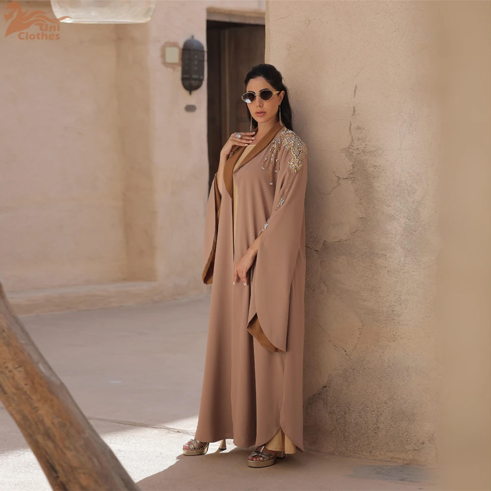 Eid Arab Muslim Party Abaya for Women Dress Diamond Khaki Jalabiya Long Dresses Morocco Kaftan Vestidos Dubai Ramadan Gown Robe