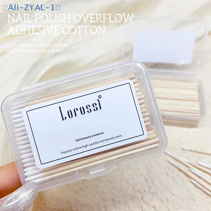 【ZYAL-1】100Pcs/box Nails Wood Swab Cleaning Stick Bud Tip Wooden Cotton Head Manicure Detail Corrector Nail Polish Remover