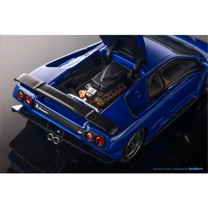 PreSale SH 1:64 Diablo GT Metallic Blue Opened Hood Diecast Diorama Car Model Toys Stance Hunters