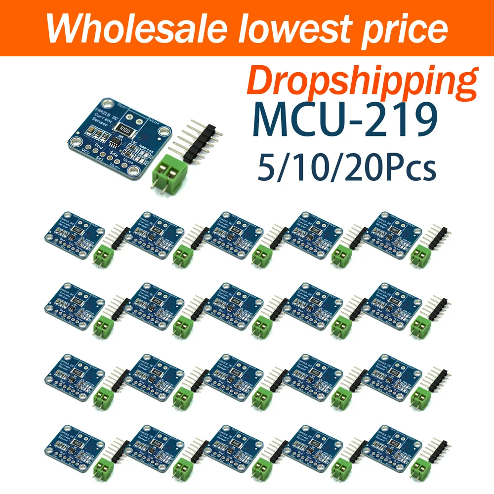 5/10/20Pcs MCU‑219 INA219 I2C Interface Zero‑Drift Bidirectional Current Power Monitoring Sensor Module  DC Voltage Detection