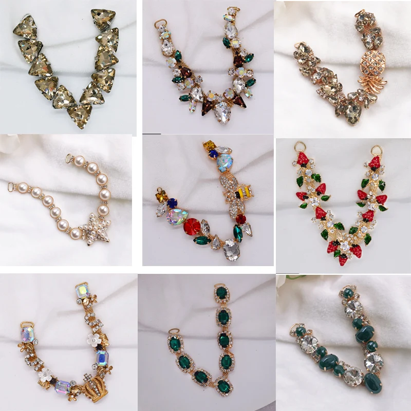 LkeRan New 1 Pair Fashion Crystal Sandal Chain bikini Connectors clothing decoration buckle DIY Hand sewing Beach Foot Jewelry