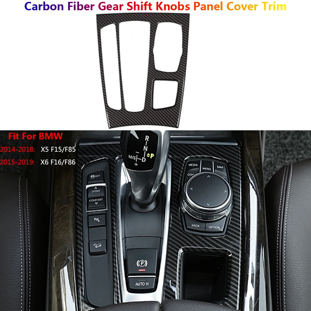 Carbon Fiber Car Interior Gear Shift Knob Pannel Frame Cover Trim For BMW X5 F15 X6 F16 2014-2018 Accessories Para Coche Carro