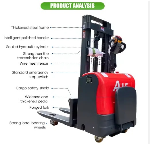 Customized Standing Full Electric Pallet Stacker 1ton Stacker Standing Drive Pallet Lift Forklift Factory Direct Sale