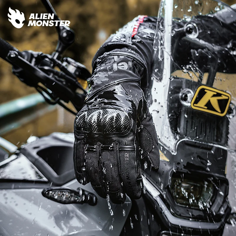 

Зимние мотоциклетные перчатки из натуральной кожи, сохраняющие тепло, водонепроницаемые, защищающие от падения, защитные мотоциклетные перчатки из углеродного волокна