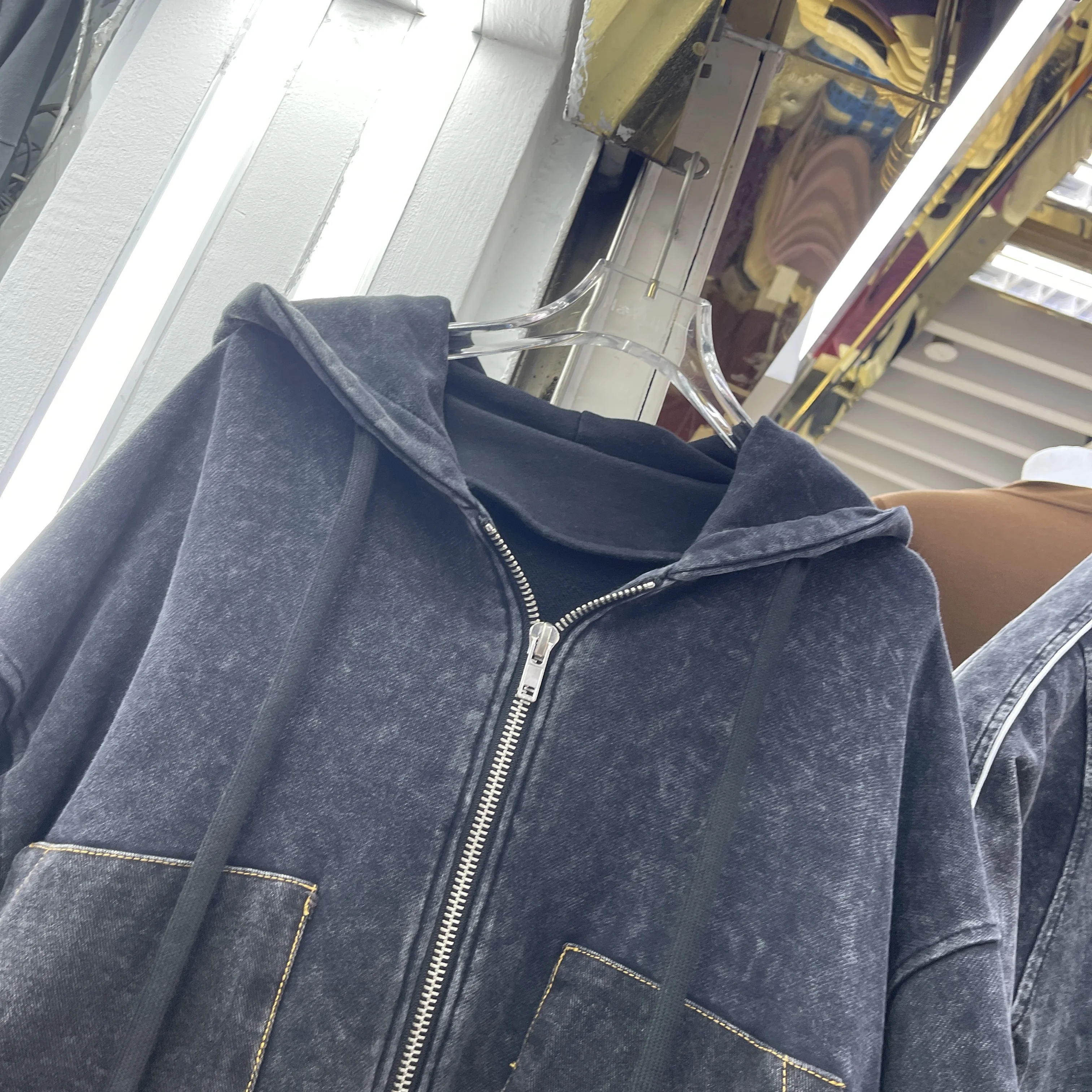 2025 New Heavy Embroidery Cartoon Short Jacket for Women Loose Fit Versatile Trendy Brand Hooded Sweatshirt Black Jacket