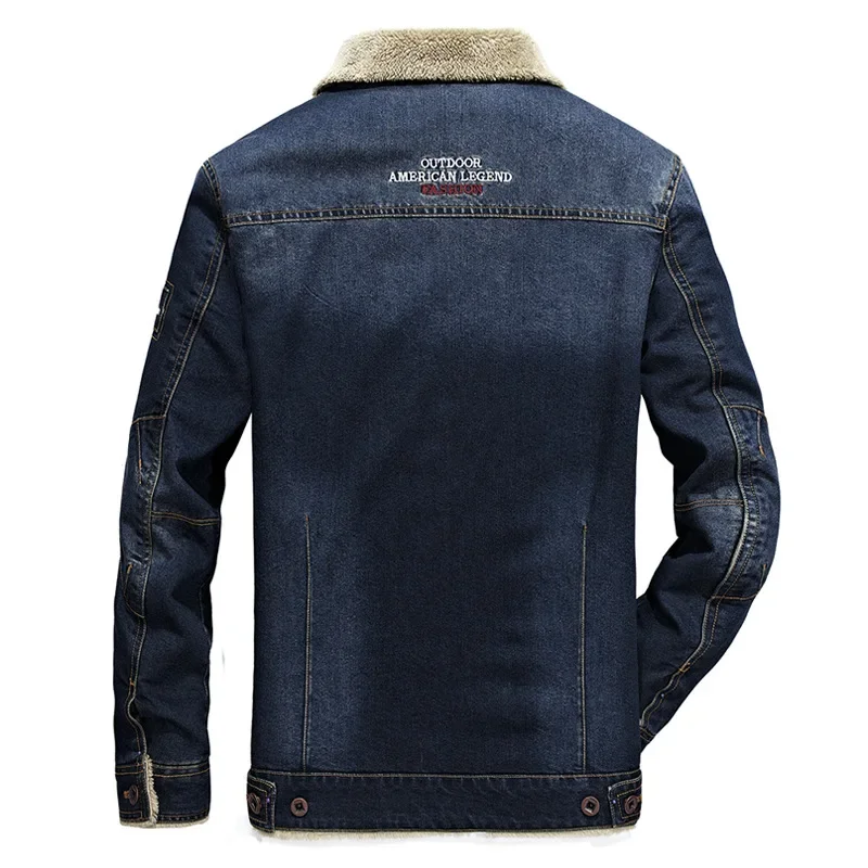 Men\'s Plush Thicken Denim Jackets Fashion Winter Casual Solid Classic Loose Jeans Coat Male Brand Clothes Men Jacket Ropa Hombre