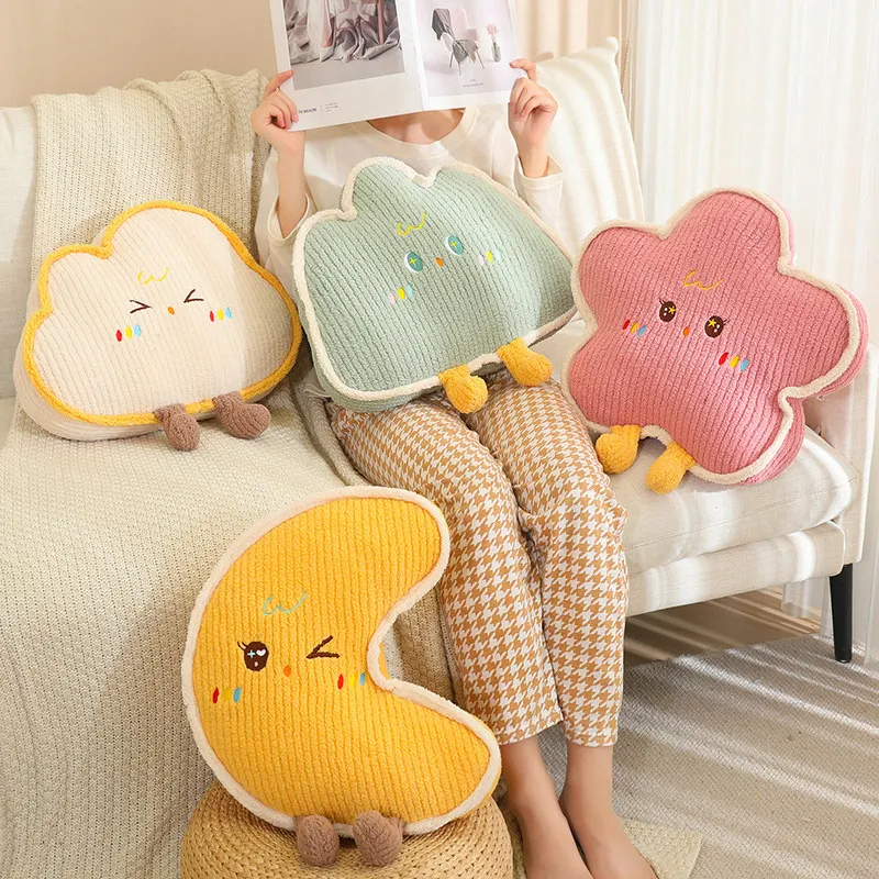 2027 Cute Home Decoration Cartoon Plush Pillow Natural Series Plushies Pillow Cushions Moon Star Cloud Grass Soft Toy Kawii Gift