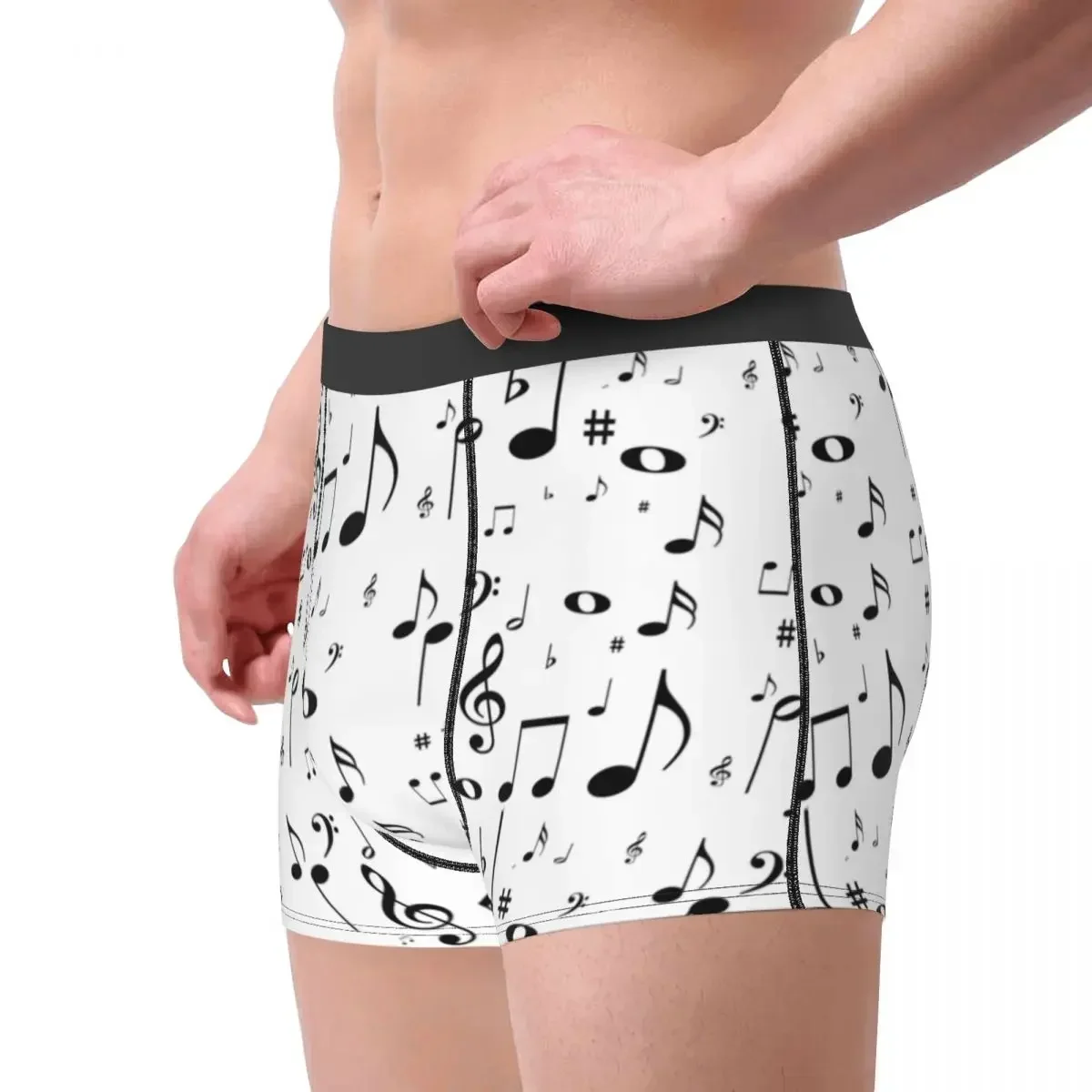 Calzoncillos Bóxer divertidos para hombre, ropa interior transpirable, con notas musicales, de talla grande