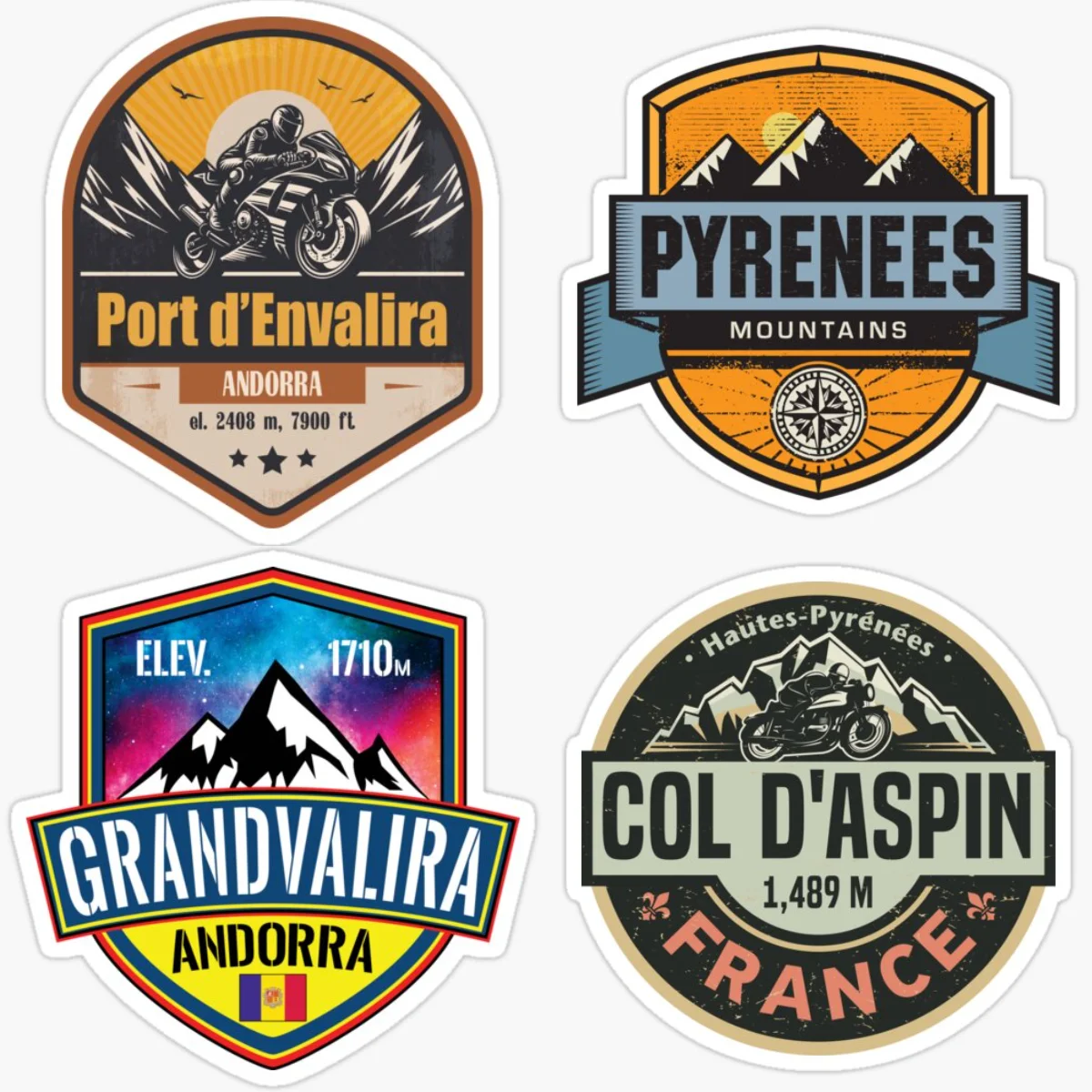 PYRENEES ANETO SPAIN Col D Aspin FRANCE SPAIN Motorcycle Crossing Route Car Decoration for Car Camper Pickup Decoration