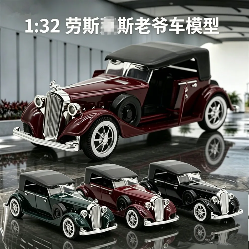 1/32 Scale Rolls-Royce Phantom Classic Vintage Oldtimer Alloy Diecast Car Model Pull Back Collectible Vehicle Ornament Toy