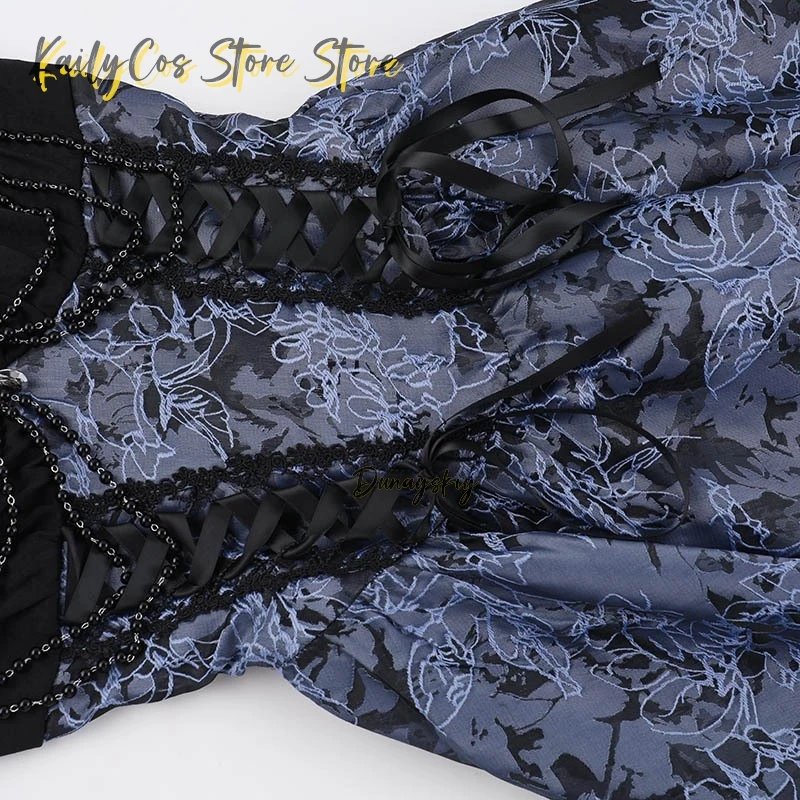 A-Line Mini Dresses Vintage Elegant Lace Trim Y2K Goth Floral Lace-up Short Dress Short Sleeve Smock Women Autumn New Fashion﻿ view 5