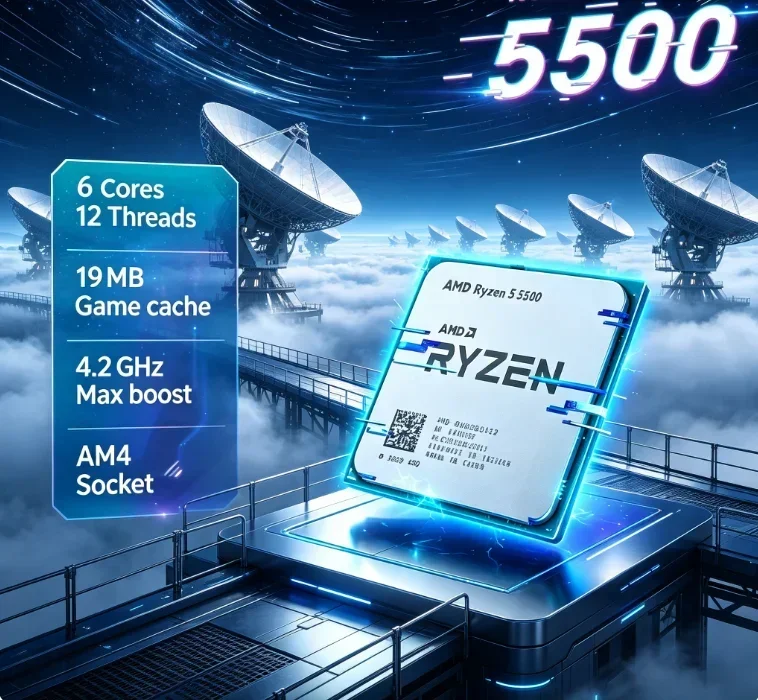 AMD Ryzen 5 5500 Competitive Online Gaming CPU 6 Core 12 Thread 4.2GHz AM4 16MB L3 Cache 65W High FPS Processor No Cooler view 3