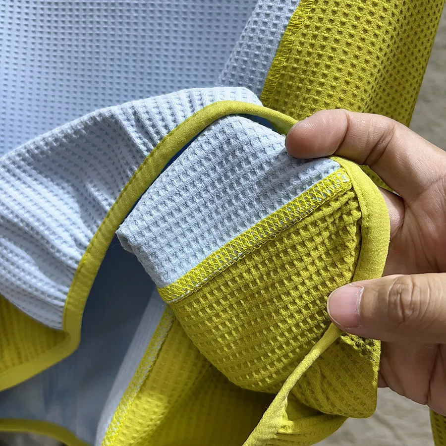 Unisex Mountain-Style Color-Block-Kapuzenpullover – Atmungsaktives Waffelstrick-Langarmshirt für Outdoor-Wanderungen & Radfahren – Detail 23