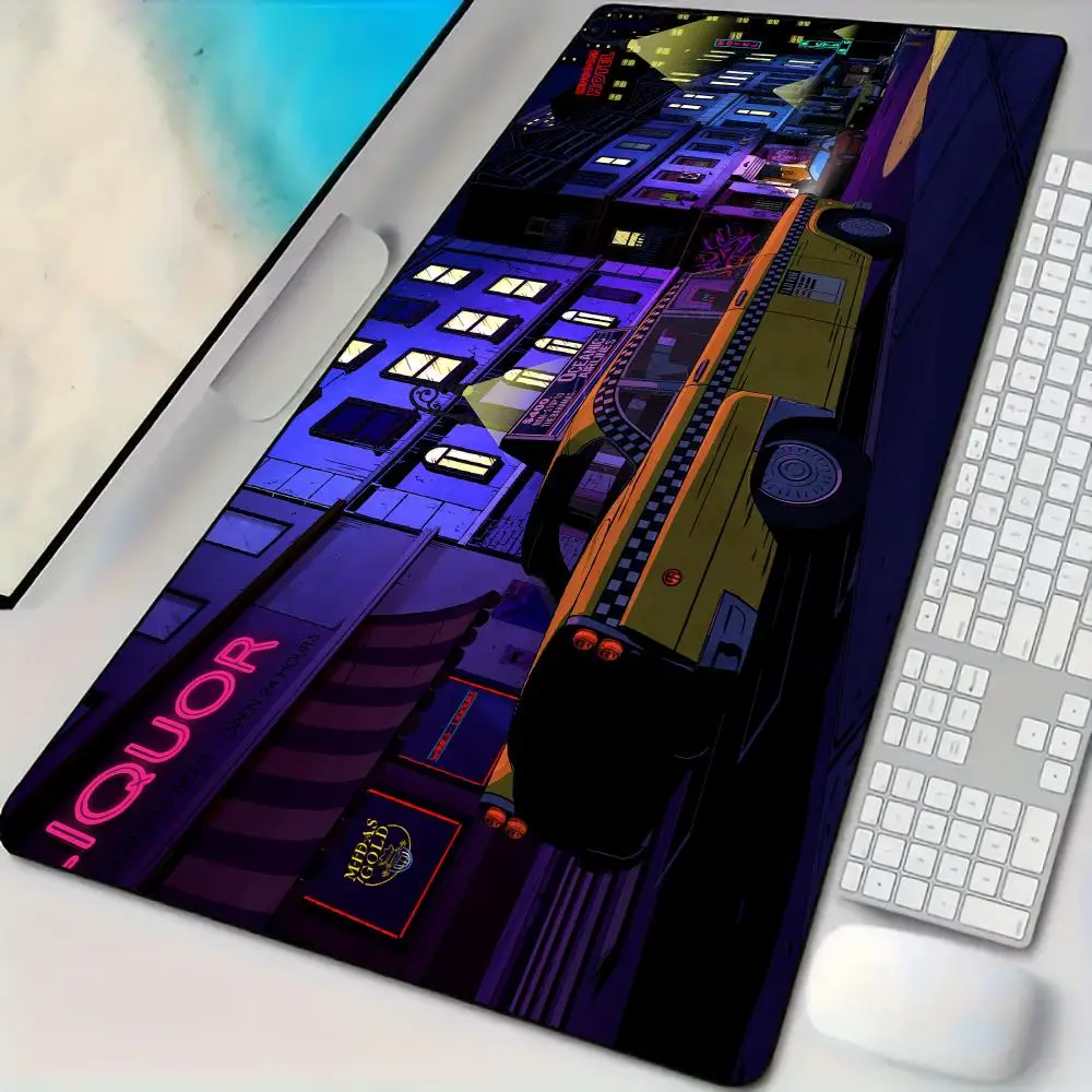 

Neon-style retro sports car Mouse Pad Desk Mat with Stitched Edges non-Slip rubber base pc accessories Gaming mat mouse pads rug
