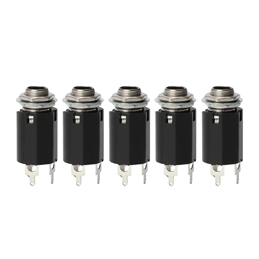 Hot Sale Guitar Stereo Output Plugs Classic Delicate 5pcs Acoustic Electric Guitar EQ Socket Plug 6.35mm Jack Stereo Output Sock