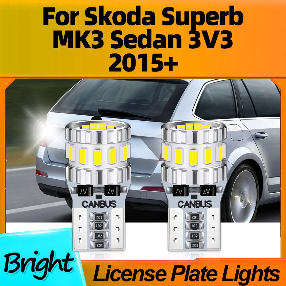 

2Pcs Super Bright T10 LED License Plate Light W5W Car Lamps Quick Start Canbus No Error For Skoda Superb MK3 Sedan 3V3 2015+