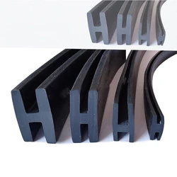 H Shape Rubber Sealing Strip Edge Banding Encloser Shield for Frameless Glass Metal Panel Board Seals Black