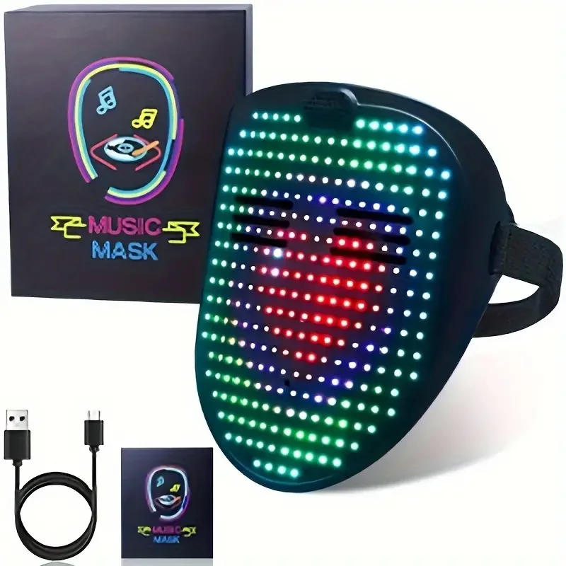 

LED Mask with Gesture Sensing, Music Sound Effects Light up Halloween Mask for Dj Birthday Masquerade Costume Cosplay Party