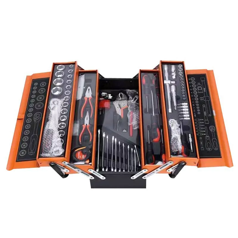 85 PC Tool box  mul-tifuction foldable toolbox package torque wrench hand tolls socket set kit for car repairing 1/2 1/4 3/8 inc