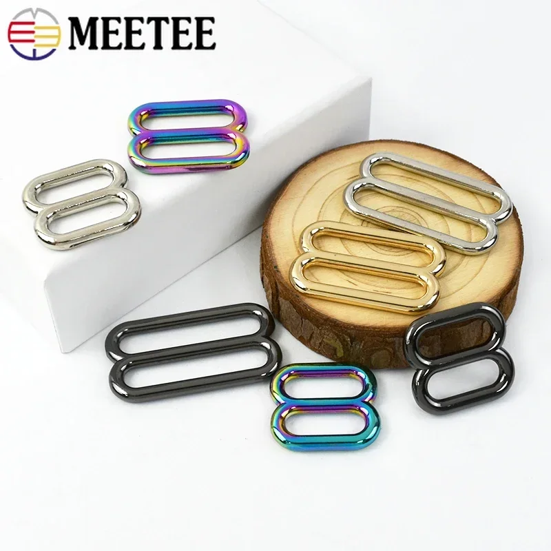 5/10Pcs Meetee 20/25/32/38mm Metal Buckles Tri-Glide Slider Hook Bag Strap Adjust Clasp Webbing Belt Ring Hardware Accessories