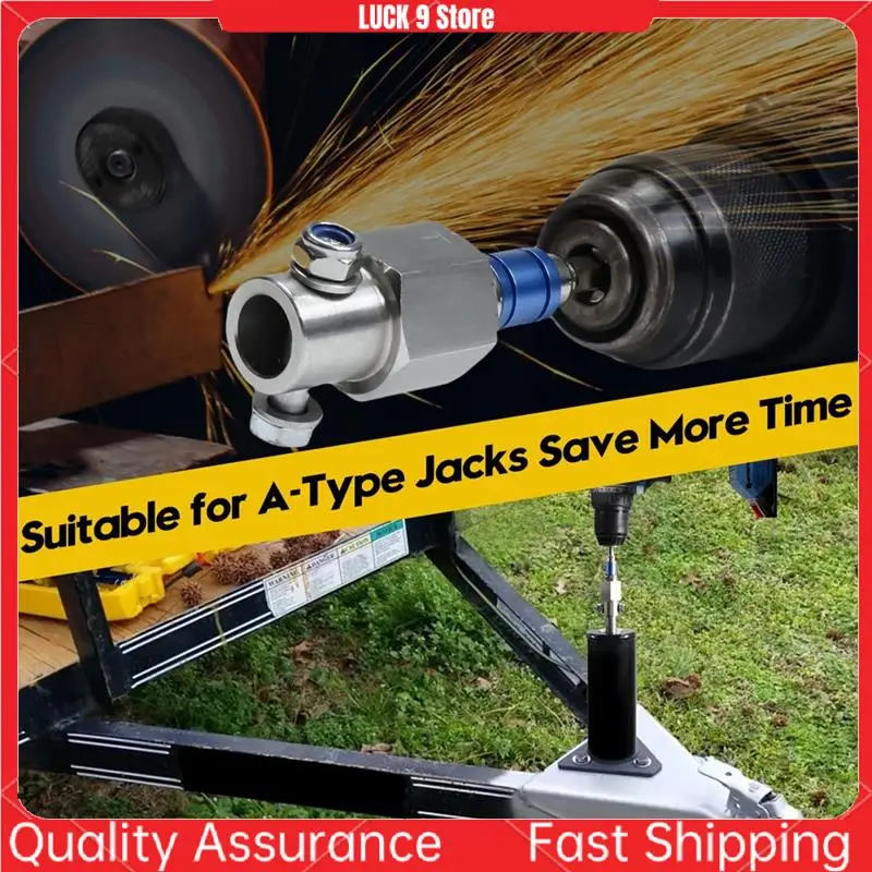 Stainless Steel Top Wind Trailer Jack Crank Handle Cordless Drill Adapter With 2Pcs 1/2 Inch Socket Adapter Bit-AB52