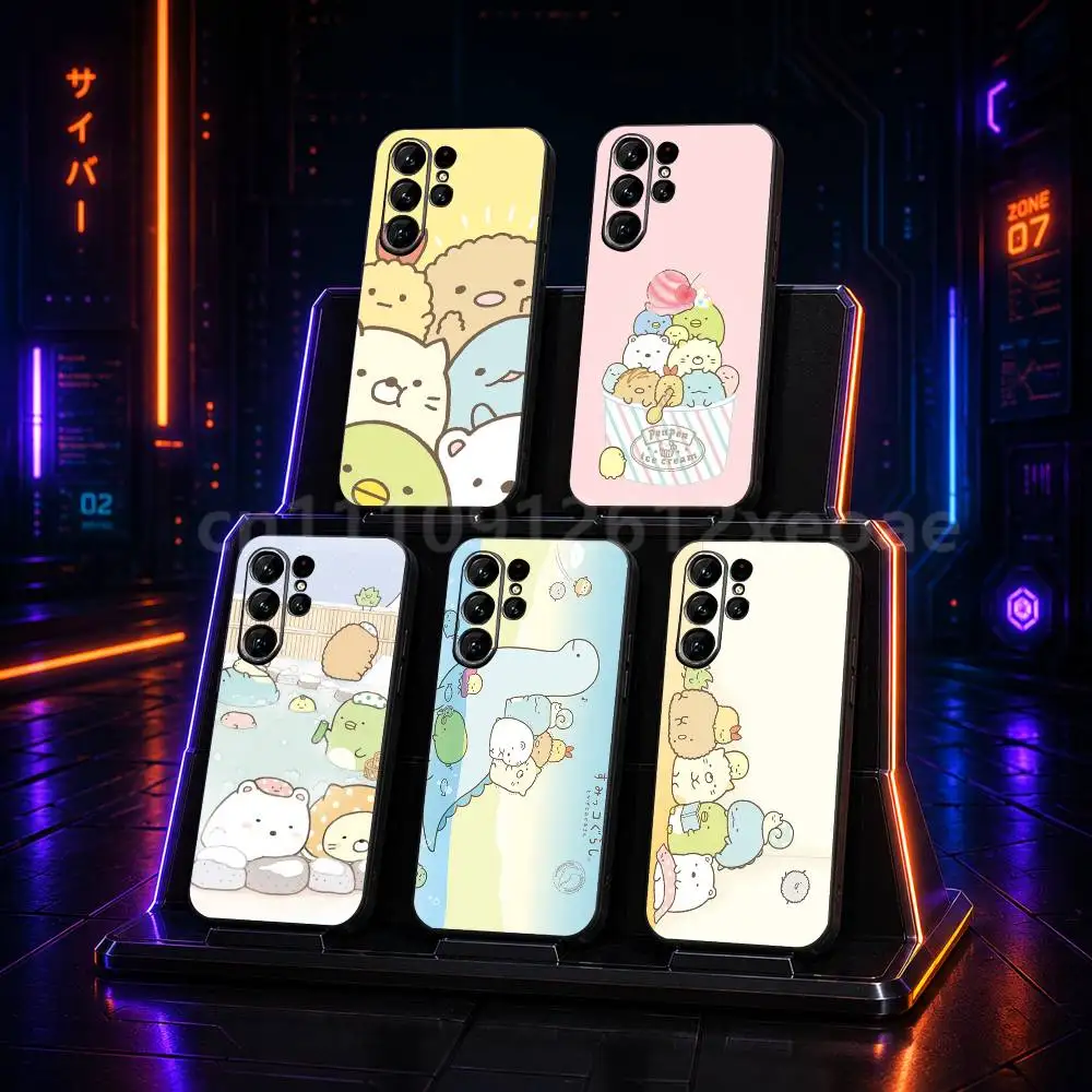 Sumikko Gurashi Black Silicone TPU Case For Samsung Galaxy S25 S23 S21 S20 S22 S24 S26 S30 Plus Ultra