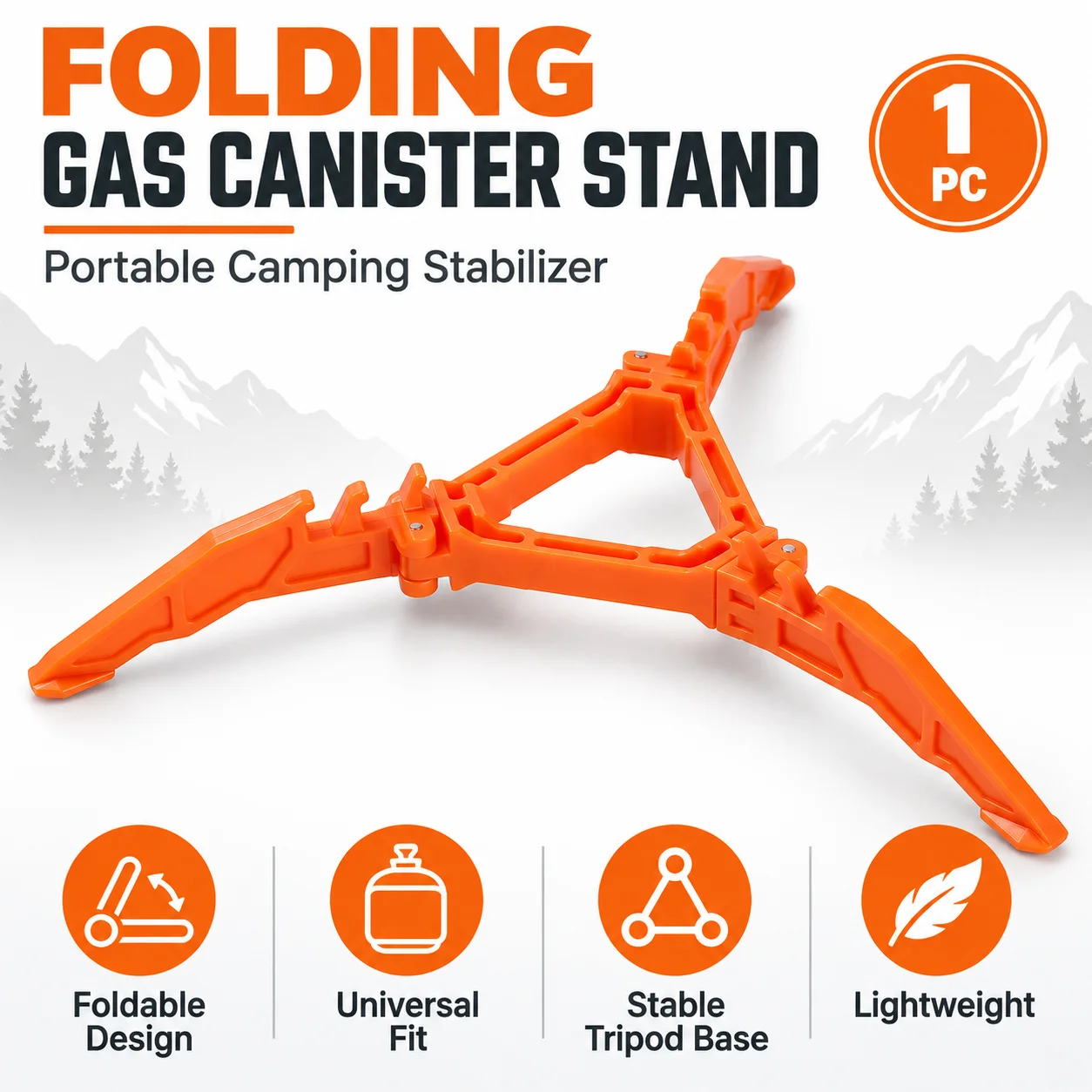 Camping Cooking Tripod - Foldable Gas Canister Stand, Portable Universal