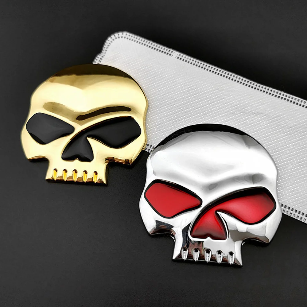 3D Chrome Metal Skull Fuel Tank Sticker Vintage Bike Emblem Decal Fits Ducati Scrambler Icon Icon Dark Night shift Scramble 1100 view 6