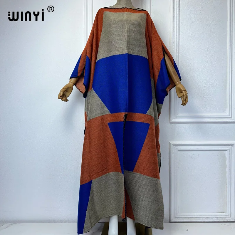 

WINYI 2025 комфортный теплый модный кафтан праздничное платье элегантное африканское женское вечернее зимнее платье в стиле бохо для женщин длинное платье