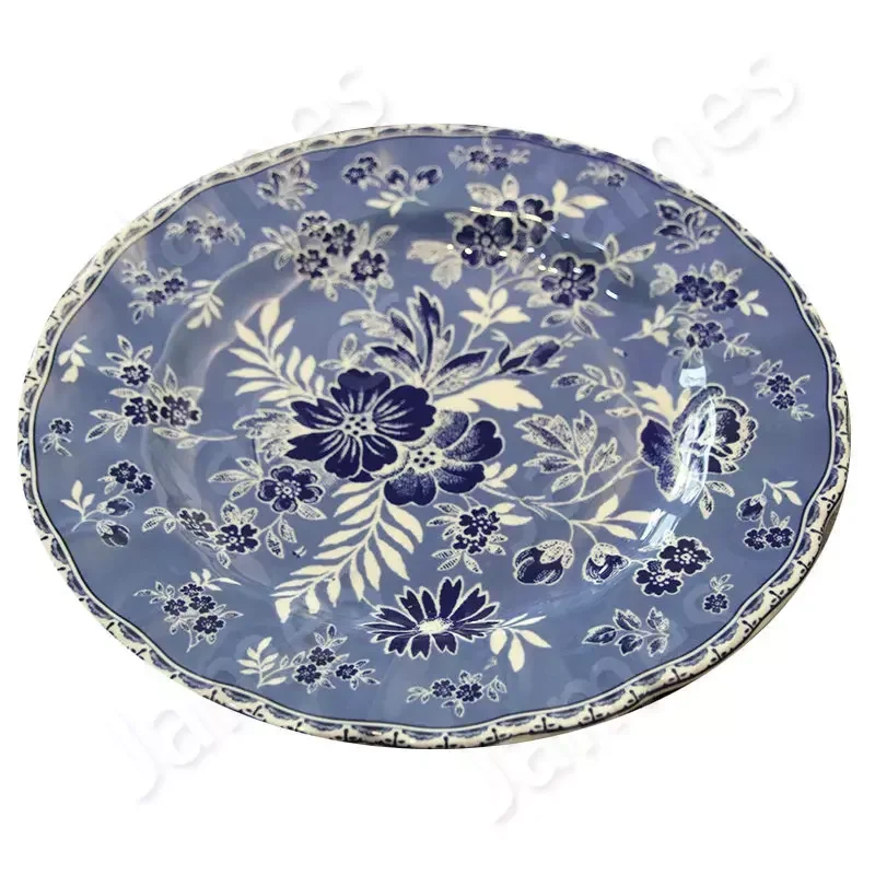 Underglaze Color Plate Plant Flowers Series Dinner Plates Vintage Ceramic Plates Steak Pasta Dishes Dessert Salad Soup Tableware