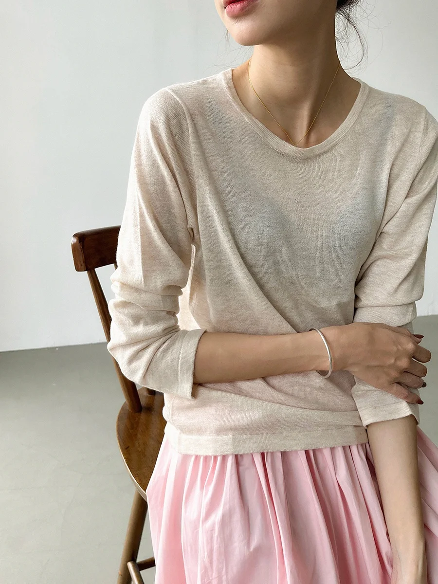 

JANE Women's Knitwear Loose Long Sve round Ne Top oulder Width Regular Fit Color Commute Sle Autumn Faion