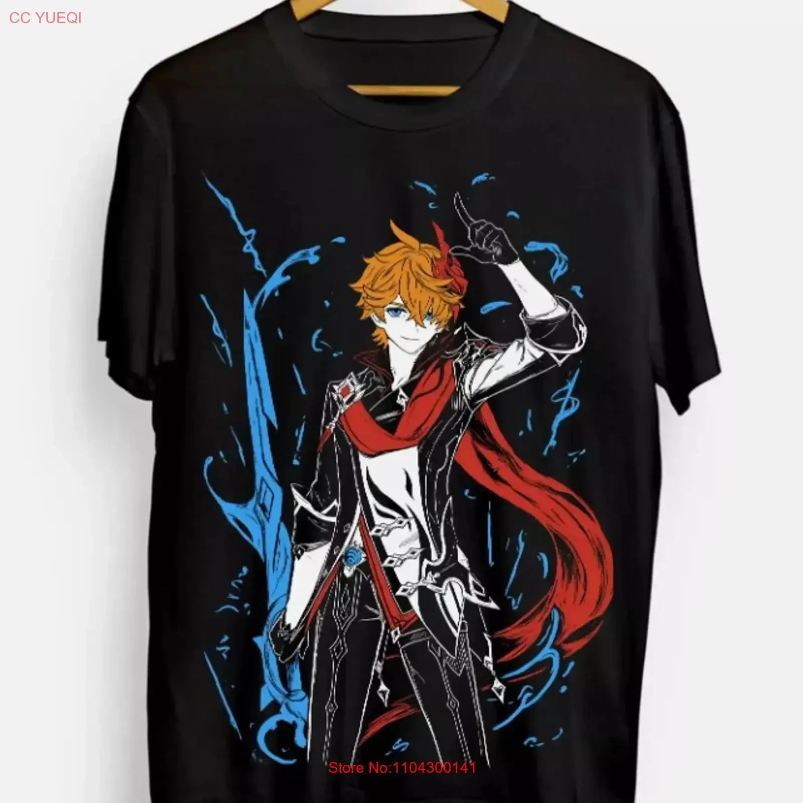 Anime Tartaglia Genshin Impact Black T Shirt Size S 5XL vintage Washed Top For Everyday Wear homme Breathable Stylish graphic