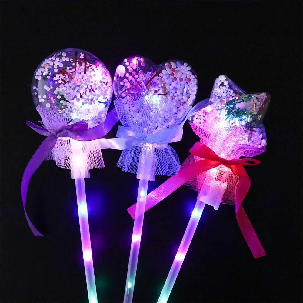 Heart Luminous Toys Fairy Flashing Wands Party Cosplay Props Rave Toy Light-up Magic Ball Wand LED Magic Fairy Stick Glow Stick