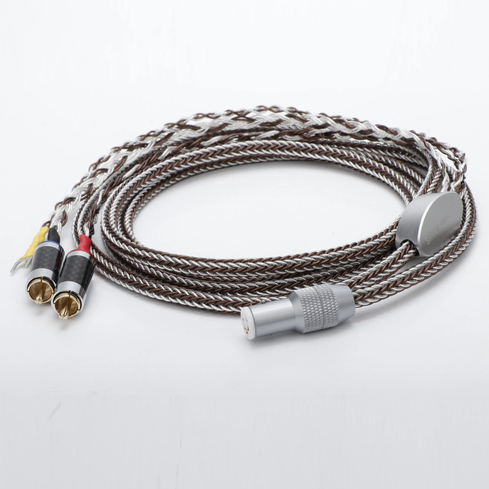 5 Pin DIN to RCA Phono Cable with Spade Ground Wire Hifi Audio Silver Plated 5 Din Female to RCA Cable Record Tonearm Wire