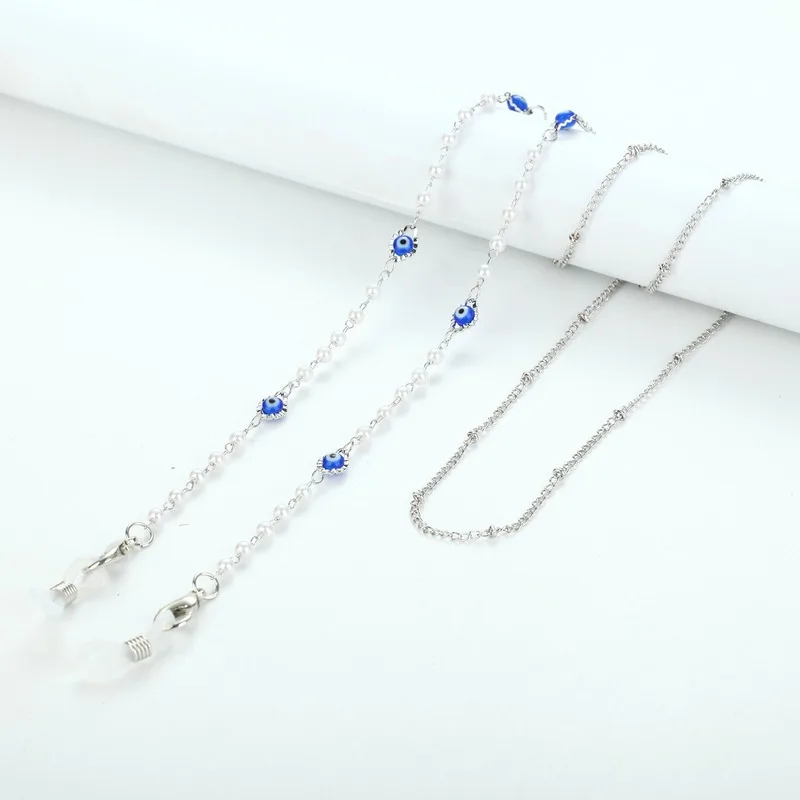 2023 Fashion silver color Sunglasses Chain Mask Lanyard Disc Pearl Rose Flower Glasses Chain Mask Holder New Jewelry for Women