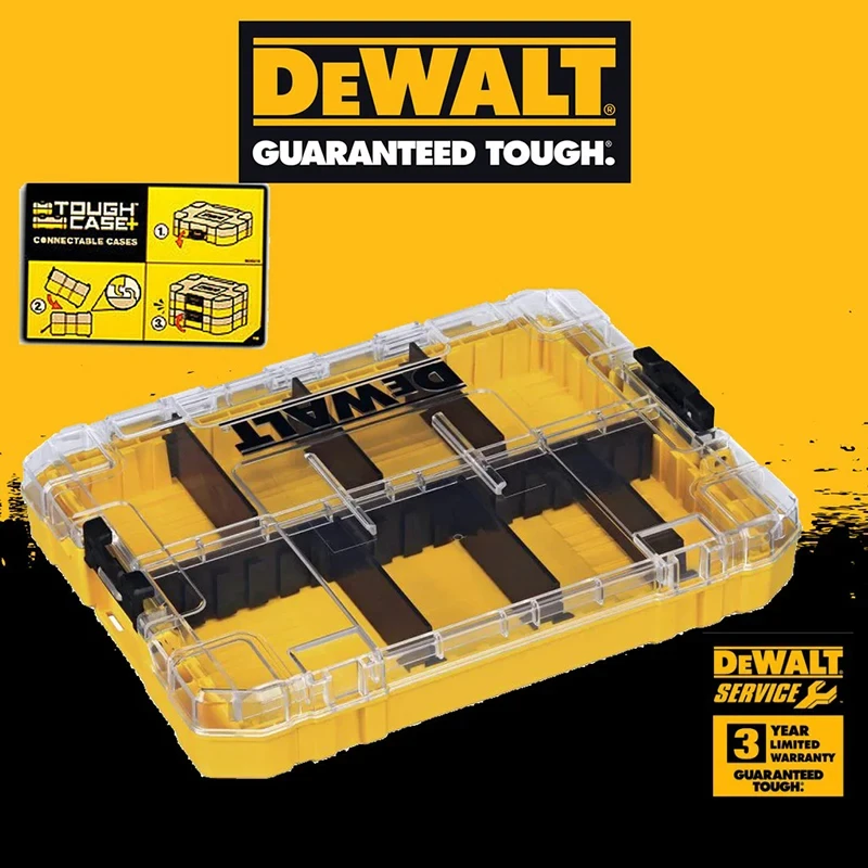 DEWALT DWAN2190 Large Tough Case 220*170*32MM Internal Partition Detachable Parts Drill Bit Hand Tool Accessories Storage Box