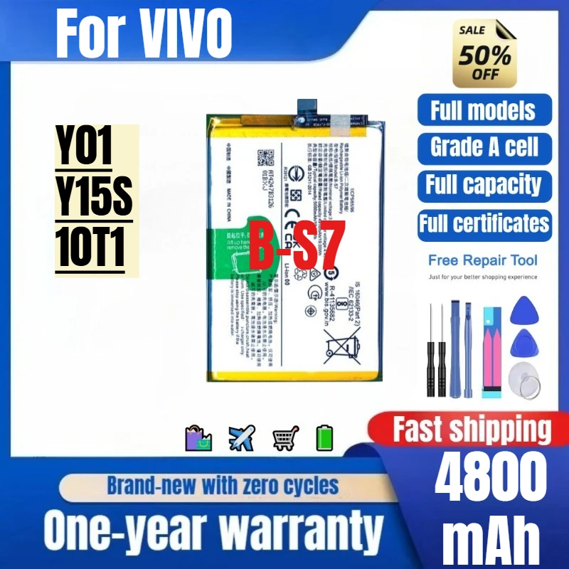 B-S7 for VIVO Y01/Y15S/10T1 Mobile Phone Battery High Quality High Capacity Battery Replacement Bateria Grade A Cell with Tools