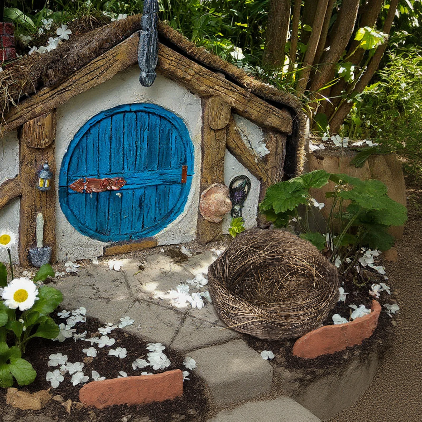 

16Pcs Artificial Bird Nest Garden Ornament for Outdoor Decoration Yard Park Easter Craft Micro Landscape Decor Bird Resting Nest