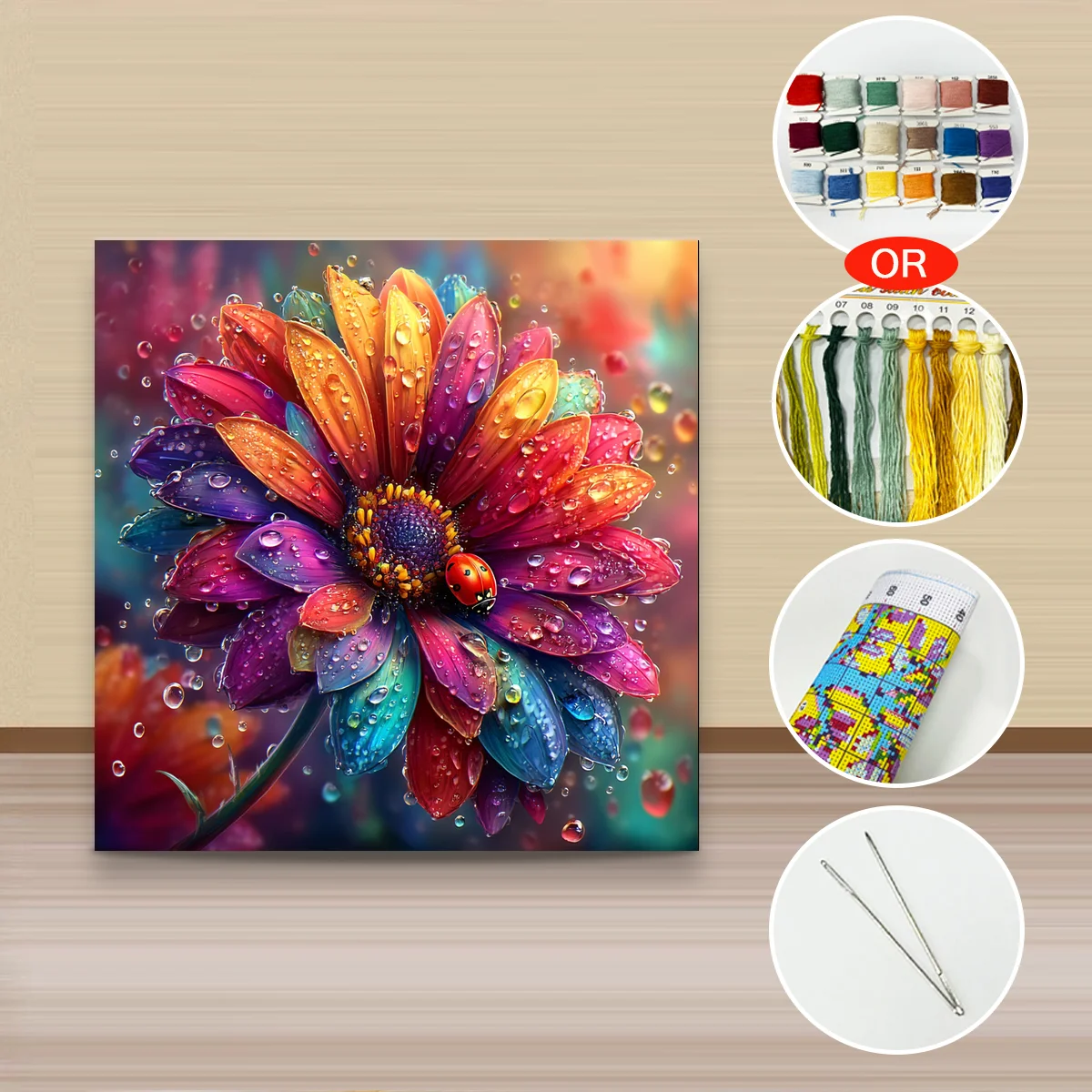 1 Stück 40x40 cm/15,74 Zoll, 11CT/14CT Kreuzstich-Set, DIY Valentinstagsgeschenk, Stickerei-Set für Festivals, Blumen – Detail 3