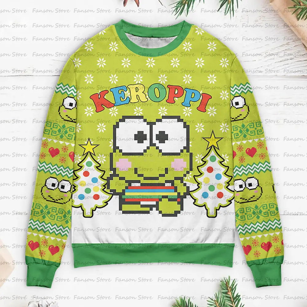 Badtz Maru and Keroppi Sanrio Ugly Christmas Sweater for Men and Women, Cartoon Anime Pullover, Tops, Fashion Hoodie, New, 2025