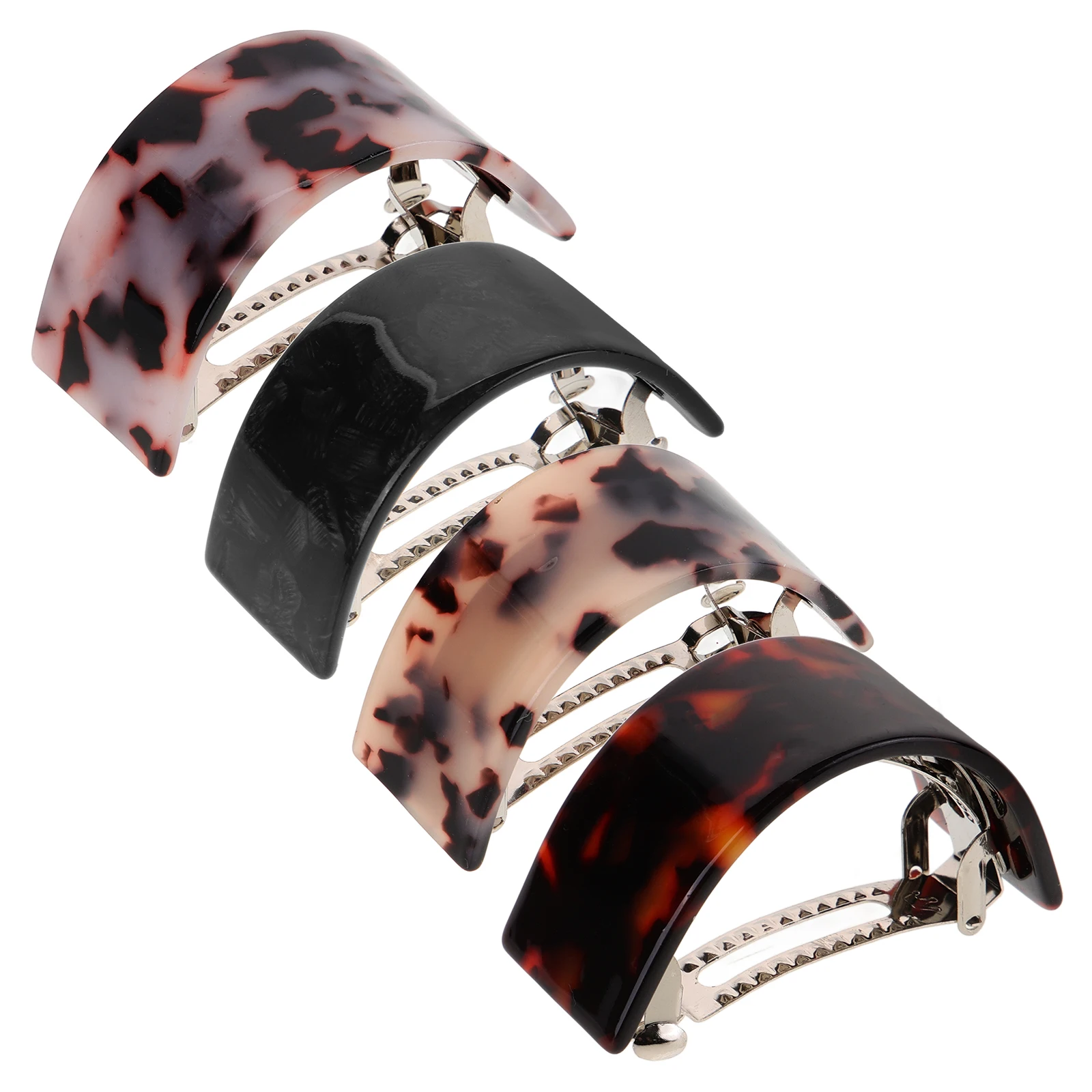 

4pcs Sky Tortoiseshell Hair Clips Semicircle Spring Design Lightweight Women Headdress Hair Accessories Photo Props